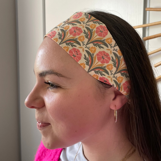 Bandeau cheveux en coton floral porté fait main Creasoiz