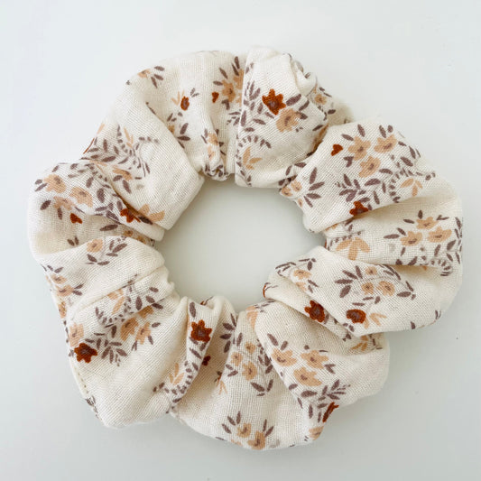 Chouchou cheveux fleuri crème - Églantine - anti casse