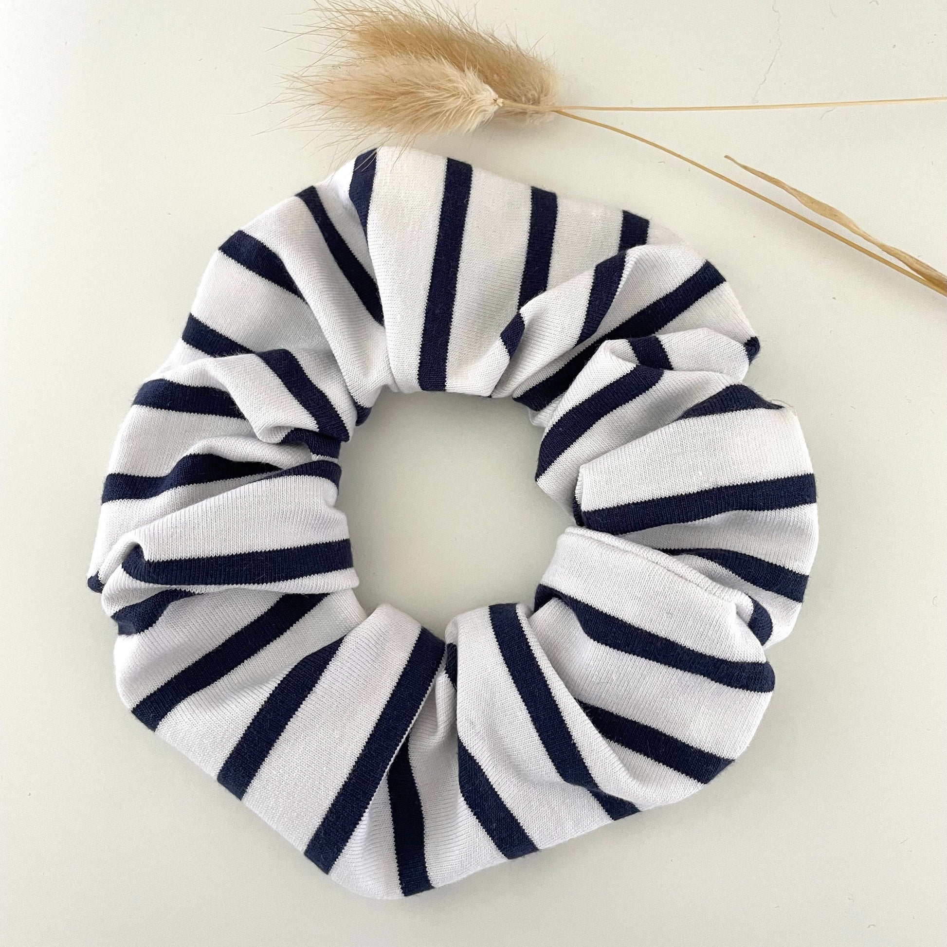 Chouchou cheveux rayé marinière bleu marine Creasoiz