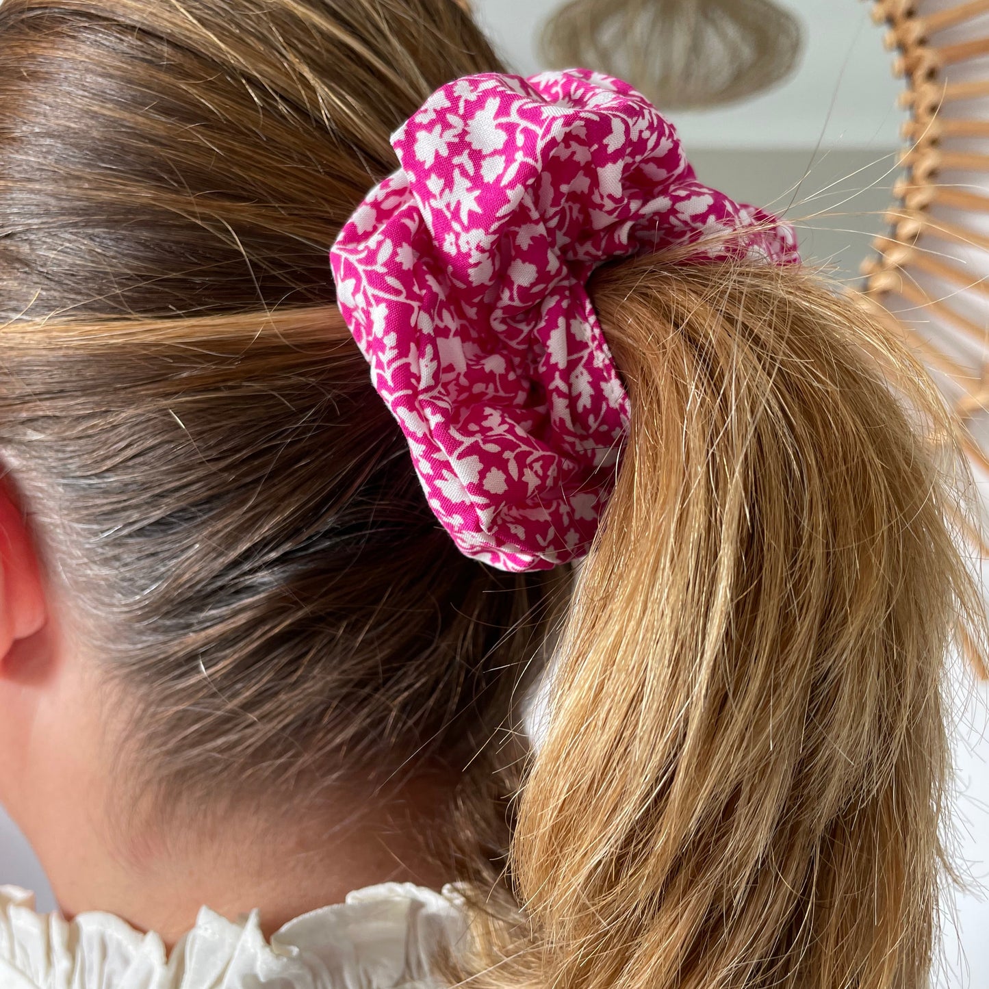 chouchou cheveux liberty rose queue de cheval Creasoiz